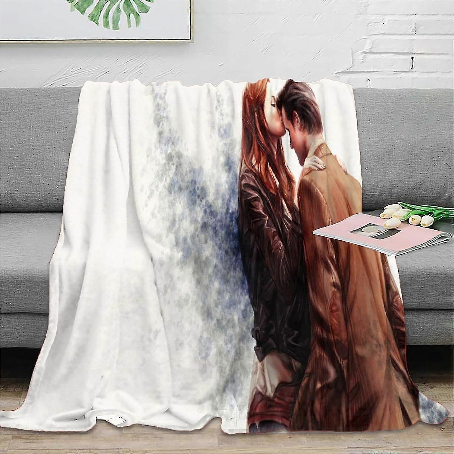Warm Fleece Blanket with Doctor Who Patterns, Soft Microfiber Throw for Kids and Adults
