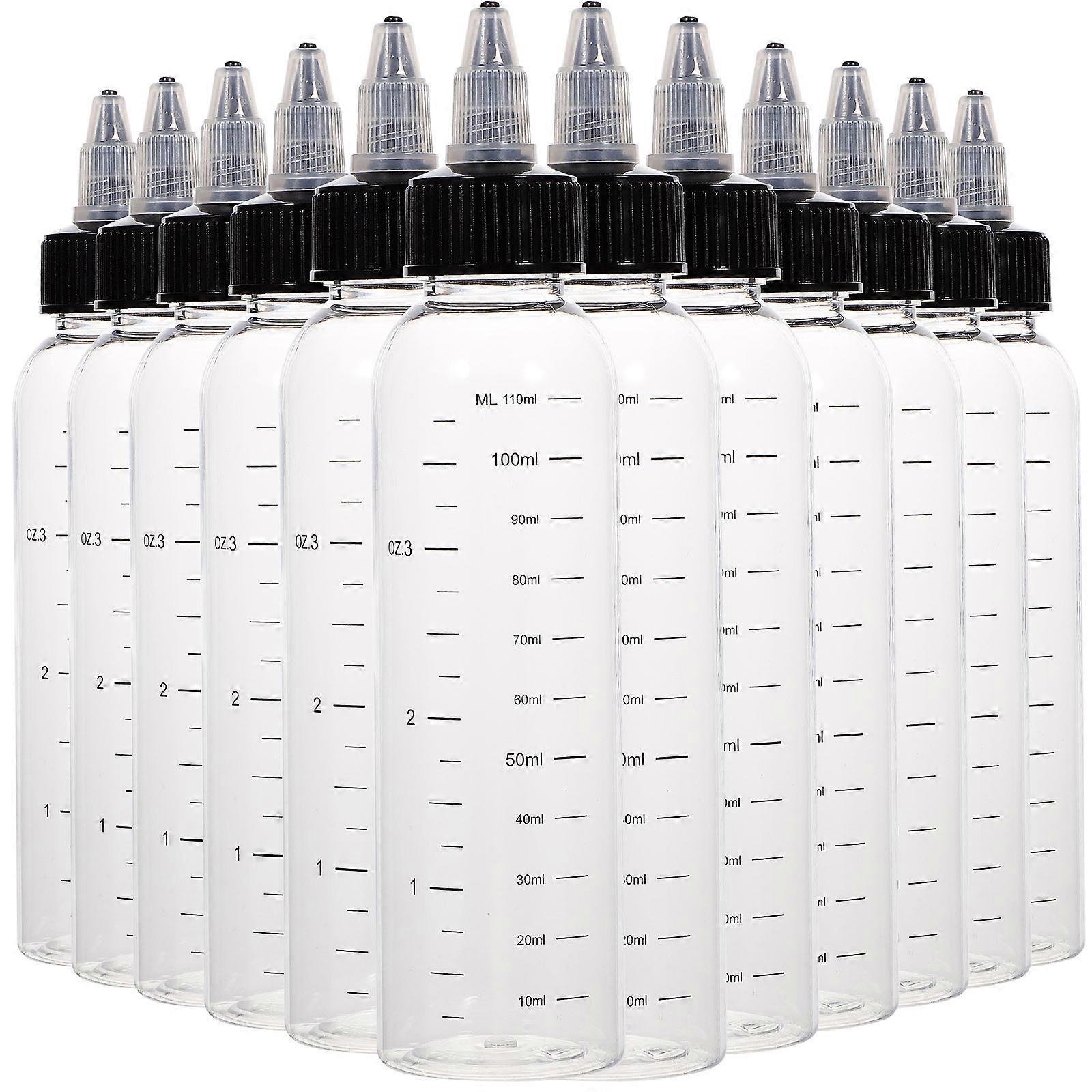 12pcs Transparent Plastic Squeeze Bottles with Scale   Graduated Empty Bottles for Glue, Ink, Paint, Hair Color, and Liquids   Versatile Dispensing