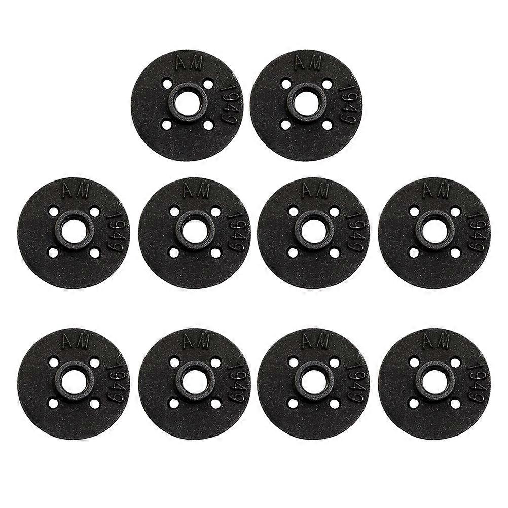 Malleable Threaded Floor Flange Iron Fittings Wall Mounted Flange For Shelving Construction Approx 8 5 X 8 5 X 0 4 Cm Anti Rust Treatment 10Pack