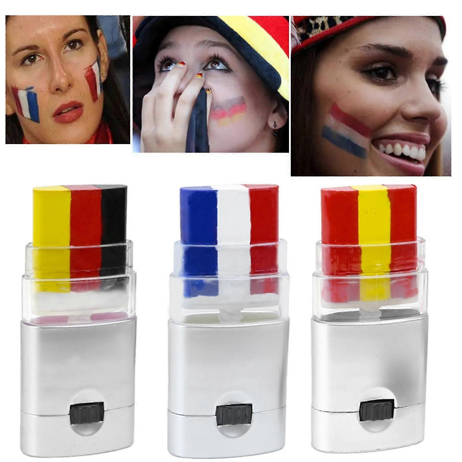 Face Country Flag Paint 3 Color Paint Stick, Show Your Country Pride, Makeup Pencils Face Body Paints για όλες τις αθλητικές και εθνικές εκδηλώσεις