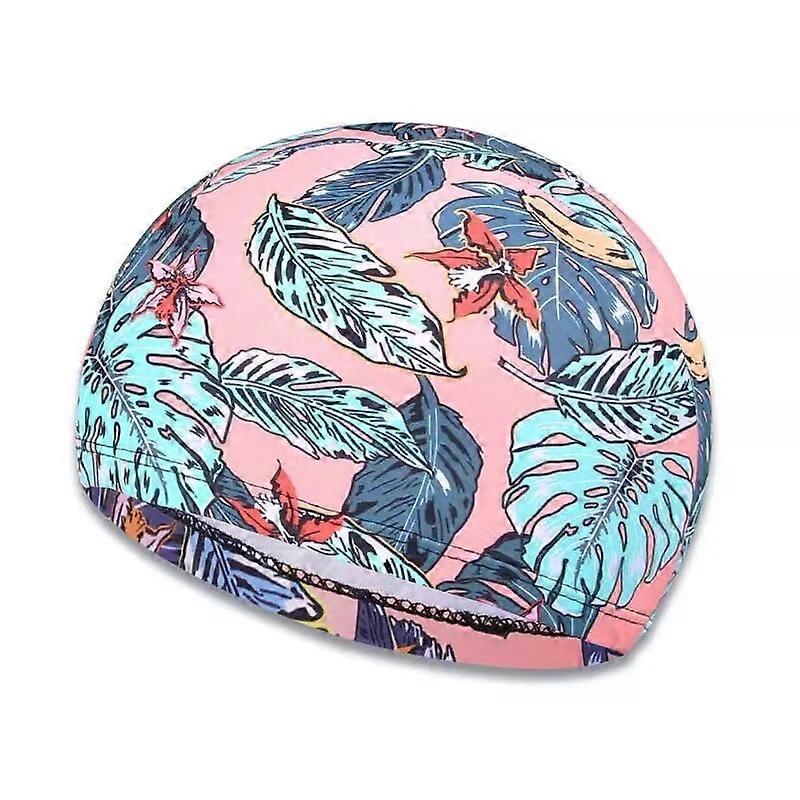 silikone badehætte til kvinder, høreværn vandtæt skridsikker, mode blad print design, til pool strand, sommer vandsport udstyr