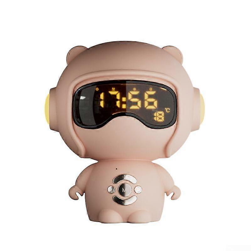 Cute Cartoon LED Alarm Clock for Kids With Three Night Light Modes and Interactive Sound Features Pink