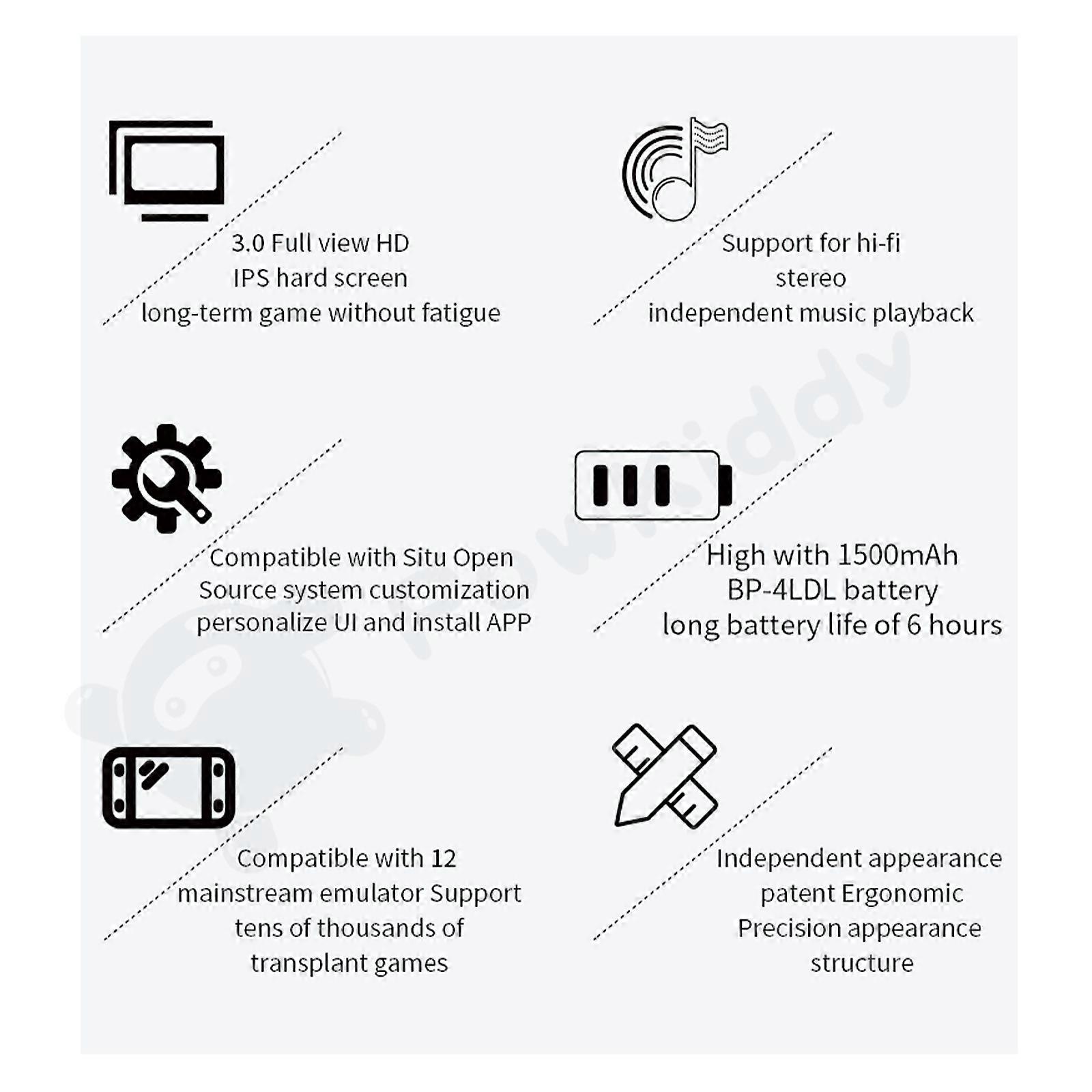 PowkiddyQ90 Open Source Handheld Gaming Console 3.0-inch IPS Screen Support 12 Kinds of Emulators Support Game Save/Load 1500mAh Battery