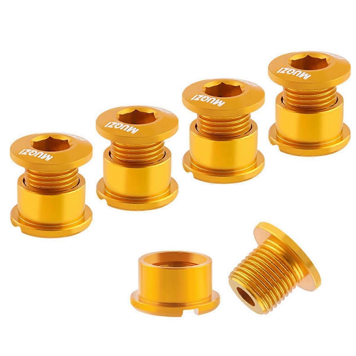 5Pcs Chainring Bolts Set 6.5mm Single Chainring Screws for Road and Mountain Bikes Gold