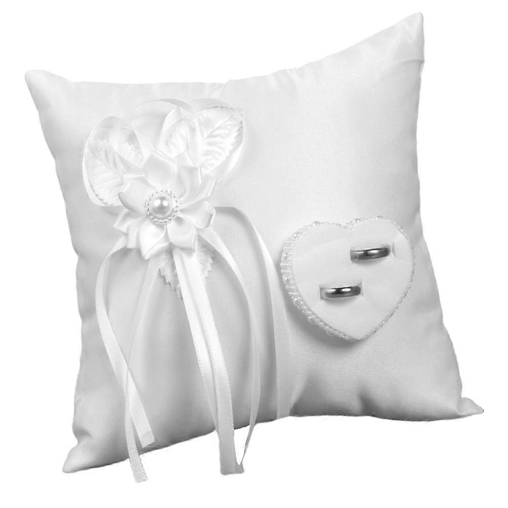 Elegant Square Ring Pillow with Imitation Camellia Embroidery for Wedding Ceremonies and Engagements