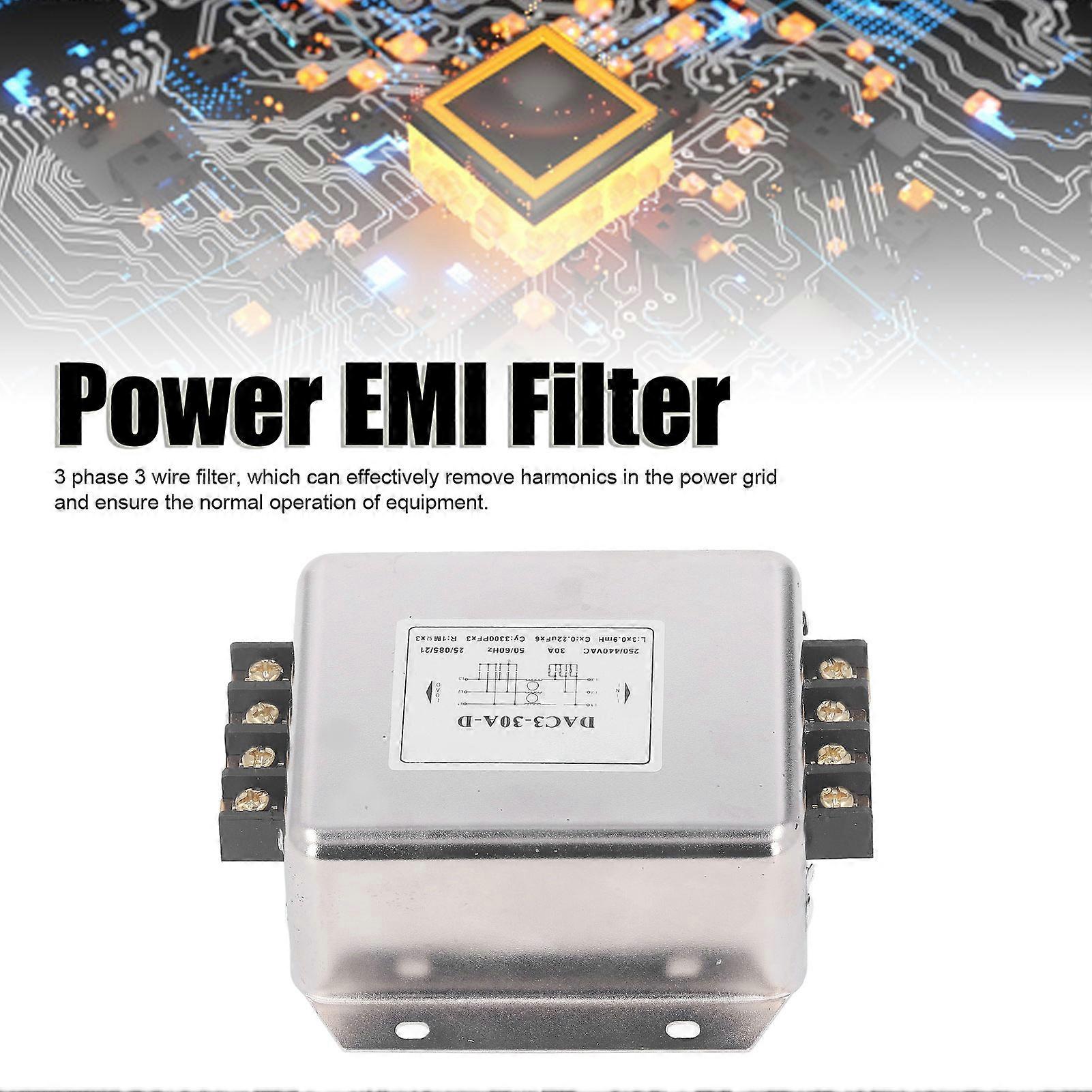 3 Phase 3 Wire Filter Terminal Block Power EMI Filter Noise Suppressor Filter AC250V 440V 50/60Hz