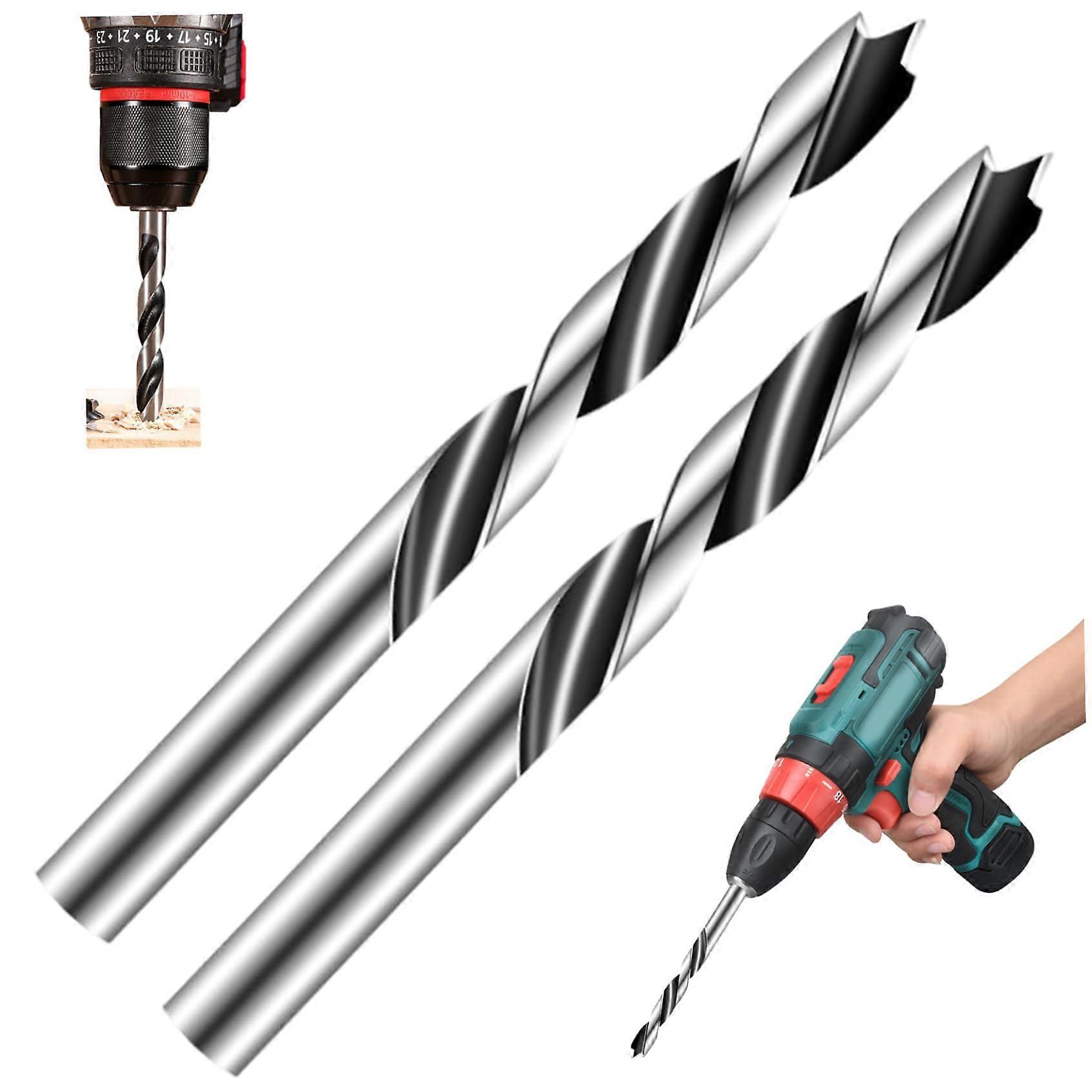 2pcs 16 Mm (5/8) Dia Spiral Twist Drill Bits Round Shank Metric Drill Bit Set For Woodworking Softwood Hardwood