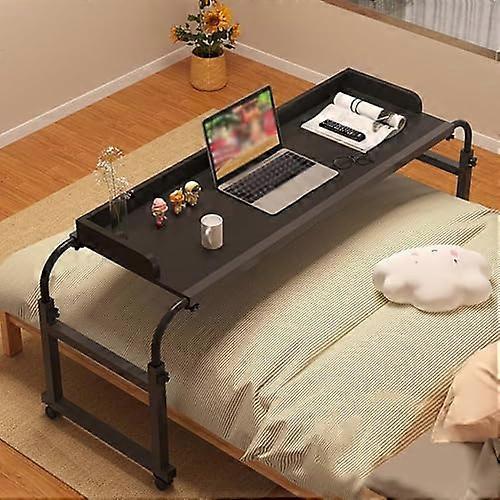 Adjustable overbed table on wheels, portable hospital desk for home and medical use, Black