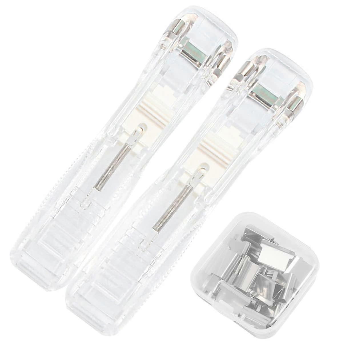 Transparent Punch File with 200 Refillable Binding Clips – Portable Handheld Office Clip Dispenser