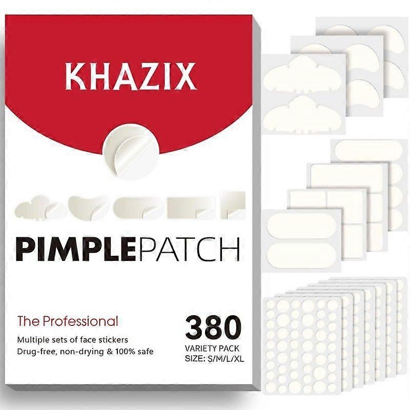 Large Pimple Patches for Face, Hydrocolloid Acne Patches, Variety Shapes Zit Covers,8 Sizes,380 Count