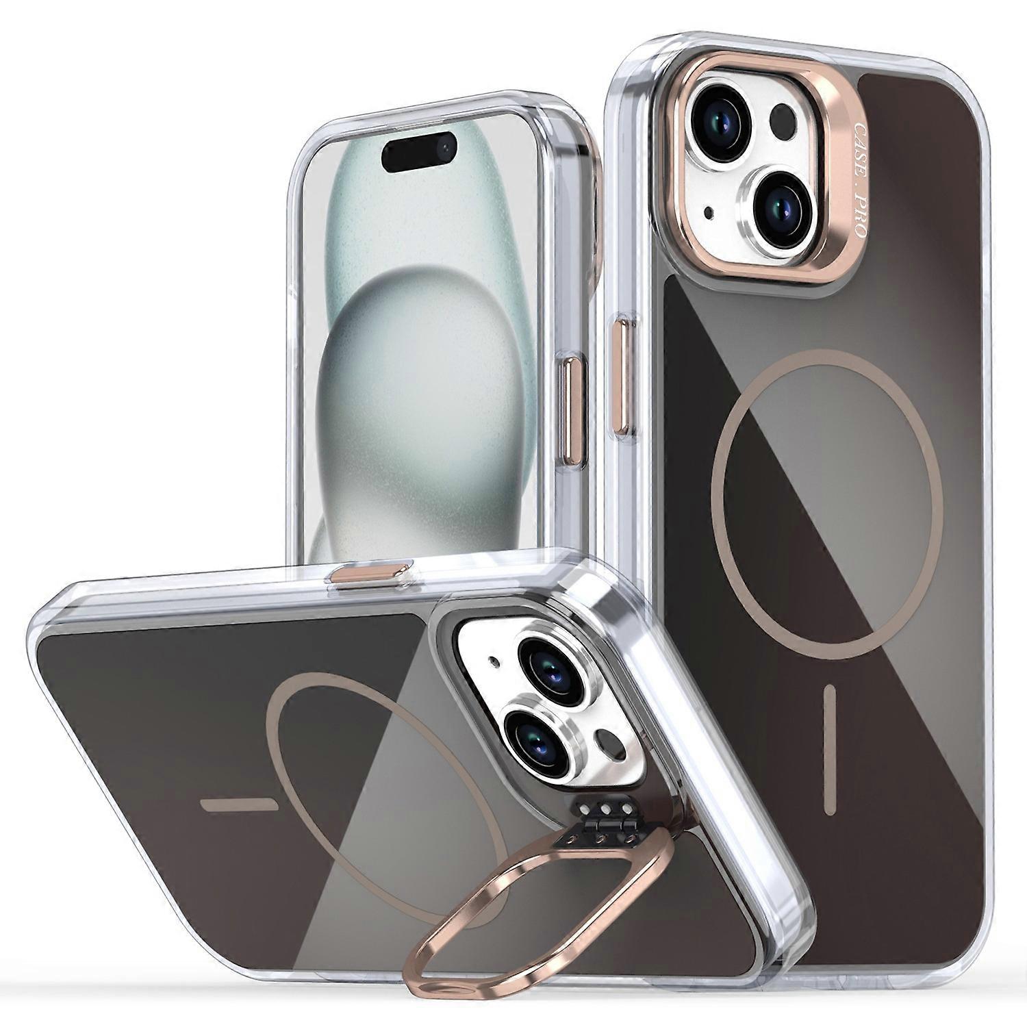 For iPhone 15 Case Compatible with MagSafe TPU Acrylic Gradient Phone Cover with Kickstand - Desert 