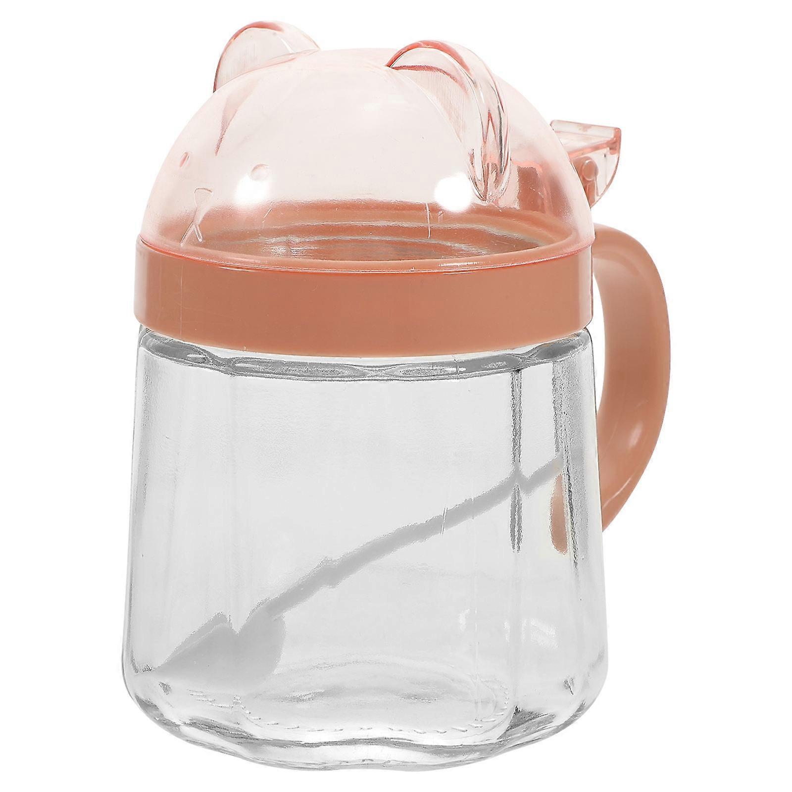 Countertop Seasoning Containers Glass Sugar Can For Dining Transparent 3.5×3.5×4.7in Prevent Dust 1Set