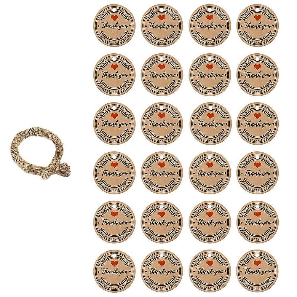 Kraft Paper Stick On Labels Decorative Hanging Tags Baking Store 100Pcs