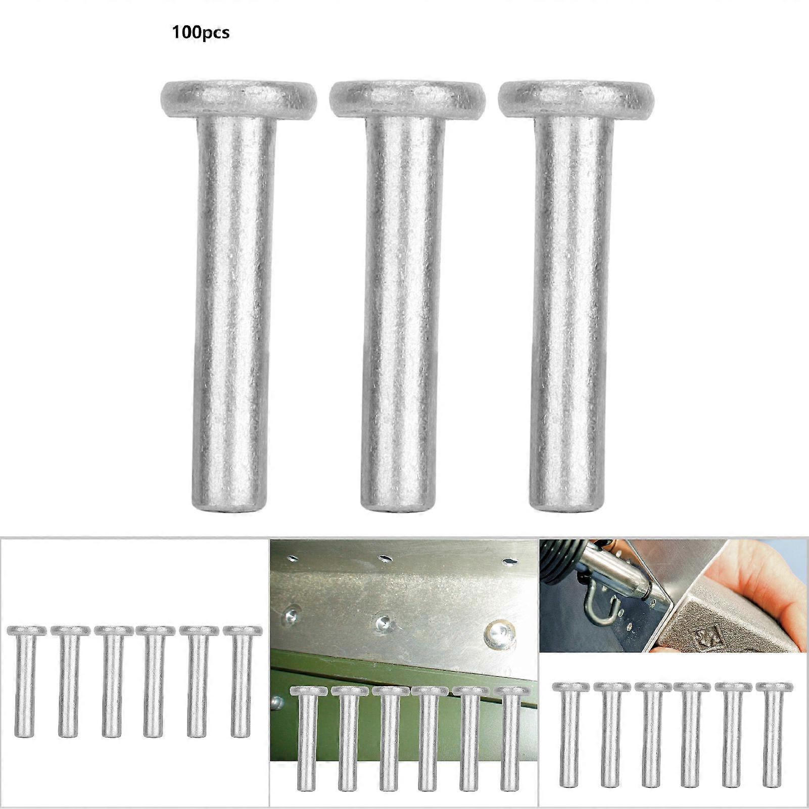 100pcs GB867 M4 x 25mm Flat Head Aluminum Solid Rivets