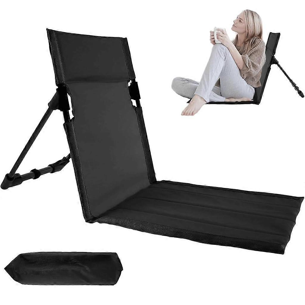 Portable Folding Outdoor Lawn Chair with Backrest Cushion for Camping Beach and Floor Use (A)