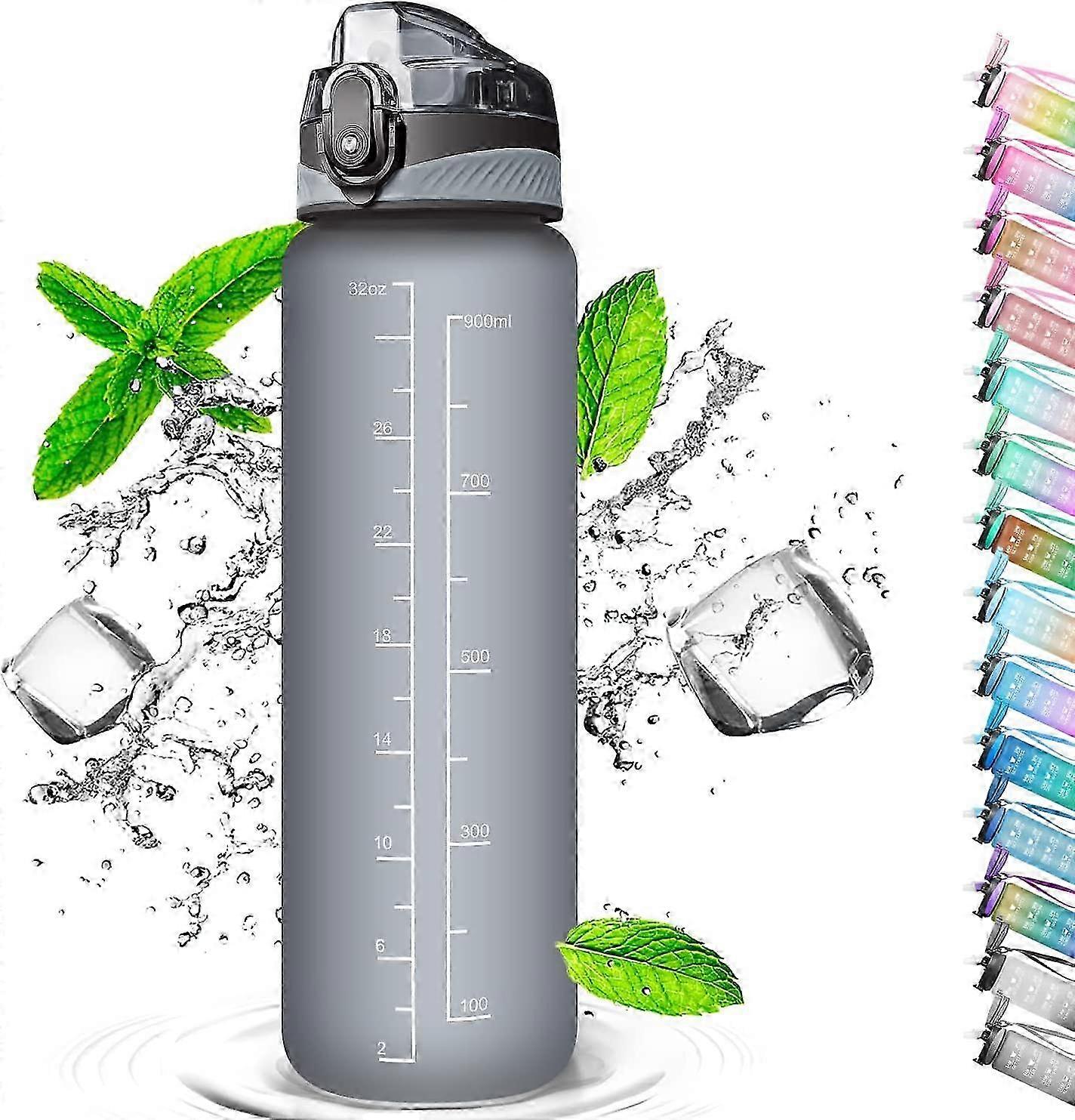 2025 1 litre Drinking bottle with straw,with time markers, Sports Bicycle Bottle (Gradient Pink Blue)