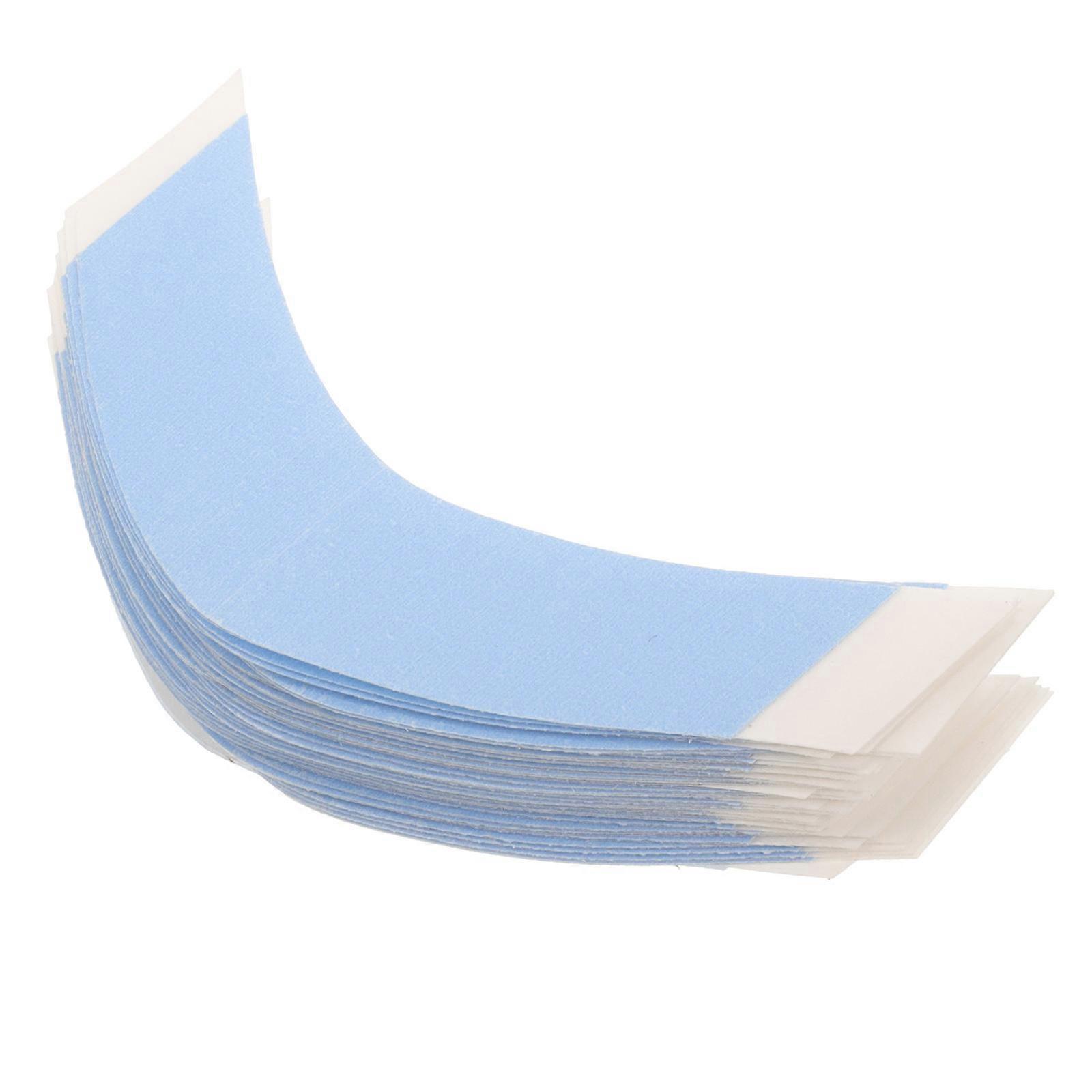 Blue Double Sided Hair Extension Tapes 36 Sheets, Curved Design, Strong Adhesive, Invisible PU Skin Tape for Wigs and Salon Use, Portable and