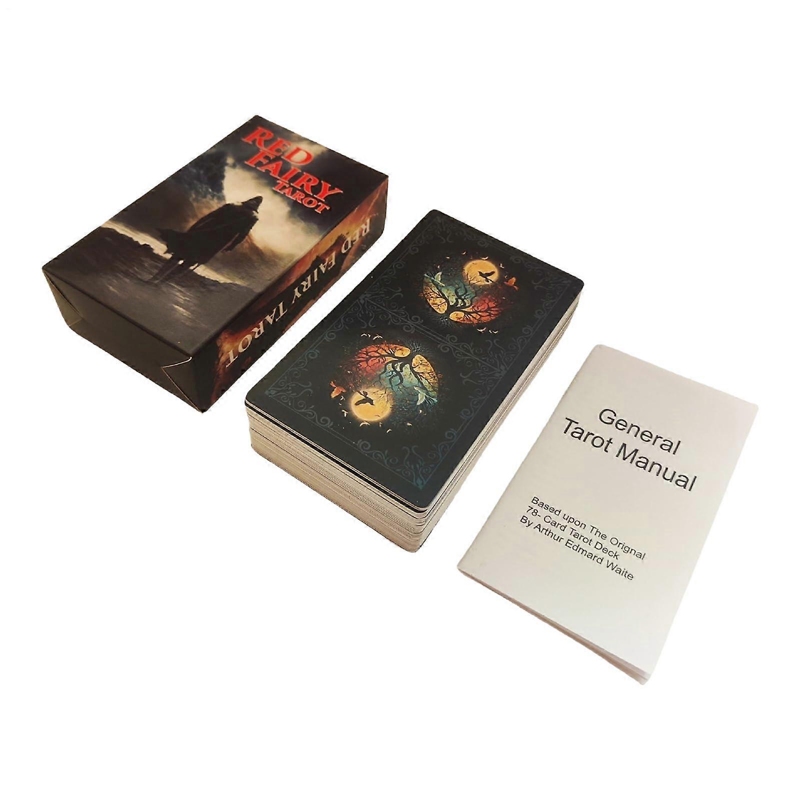 Deck Tarot - Red Tarot Fate Cards for Divination and Affirmations, Durable Zodiac Chakra Oracle Cards with Planet and Element