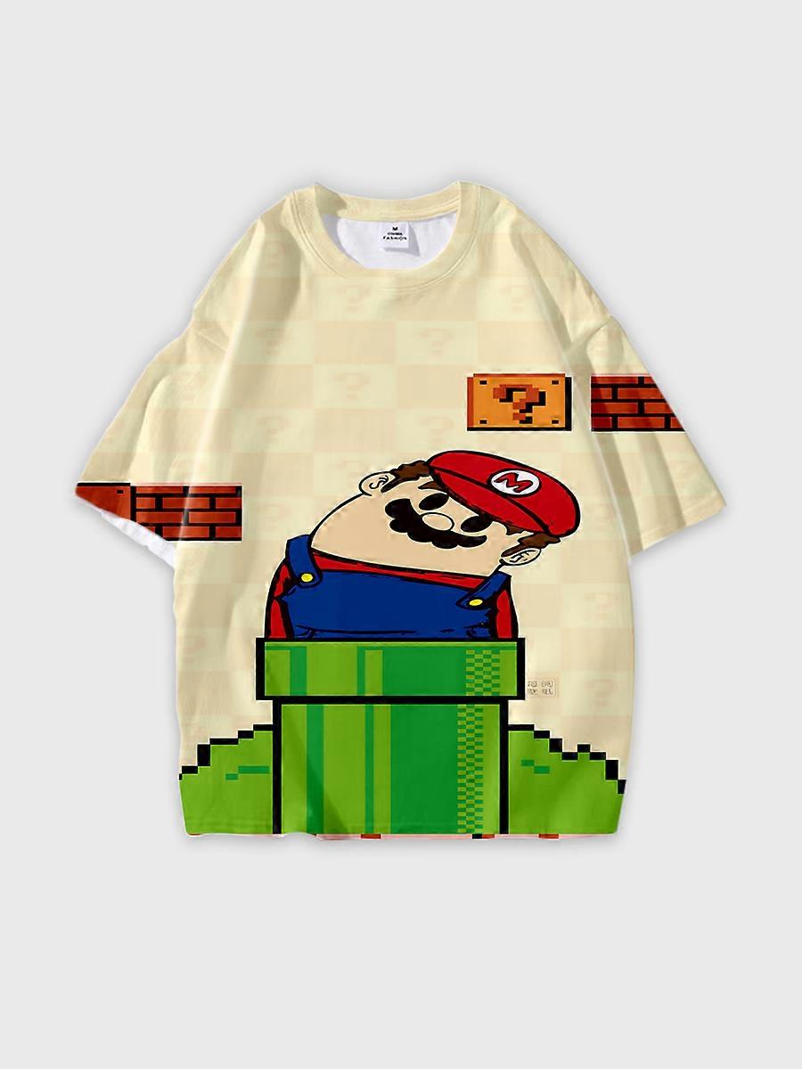 T-Shirt Round Neck Pattern Loose Fit Short Sleeve D2220