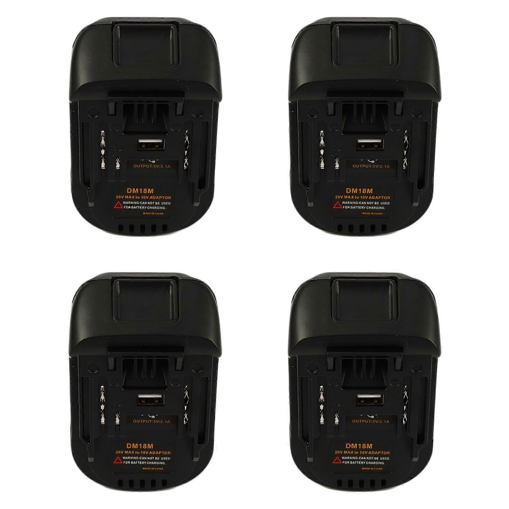 4X 20V to 18V Battery Conversion Dm18M Li-Ion Charger Tool Adapter for Bl1830 Bl1850 Batteries