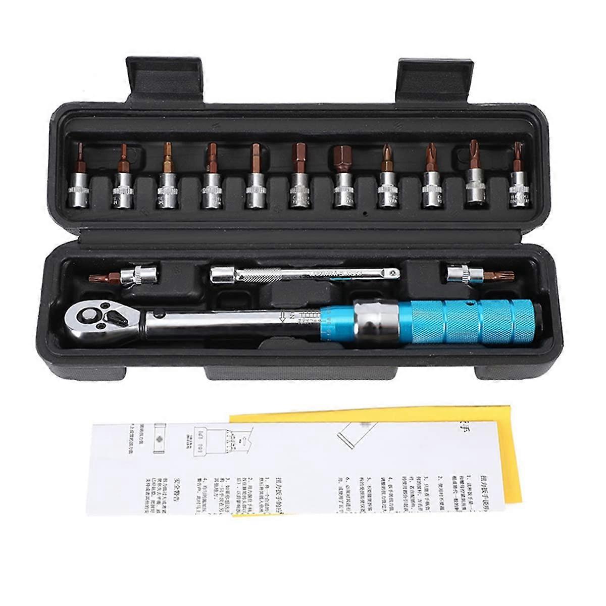 15Piece Torque Wrench Set 1/4 224 Nm Bicycle Torque Wrench Hex Key Socket Wrench Tool Set