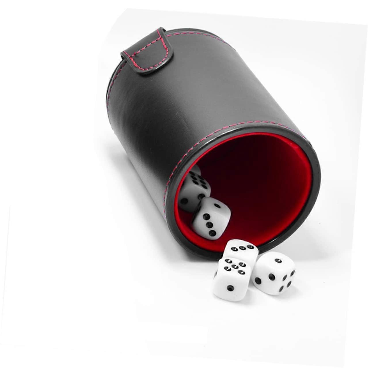 Box Game Dice Cup Black Leather with Felt Lining for Board Games and RPG Dice Playing Accessories