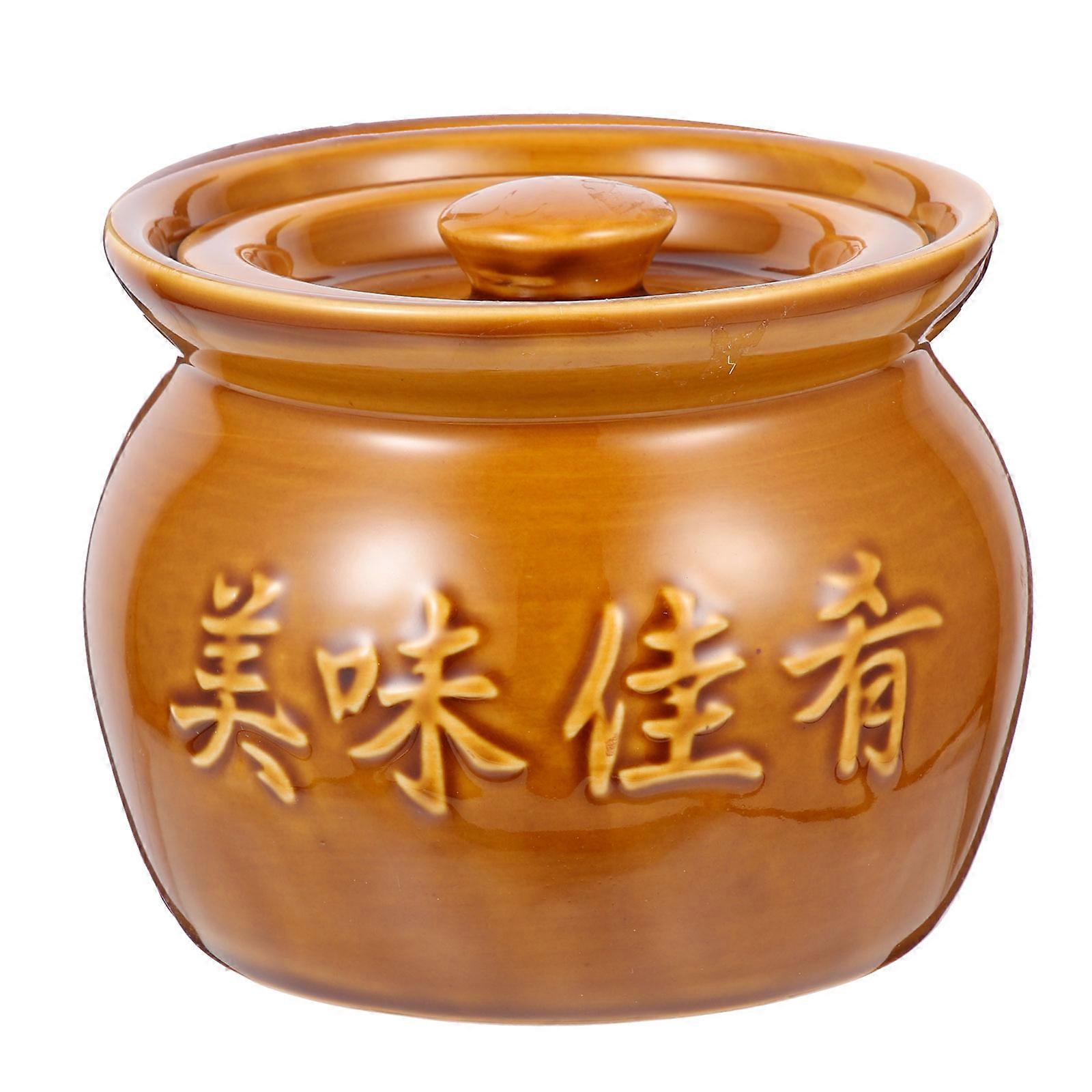 Soup Bowl Ceramic Stewing Pot Household Users Home Use 10.5X8.2CM Heat-Resistant 1Pcs