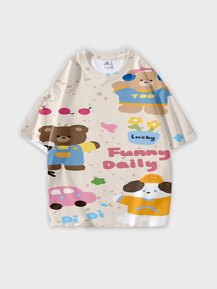 T-shirt round neck Pattern loose short sleeve P3069