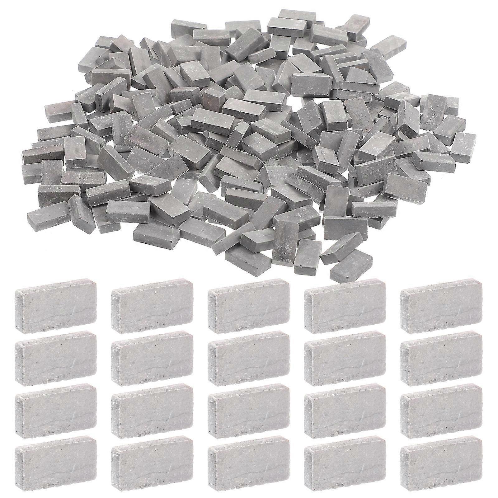 200Pcs Faux Miniature Bricks Rectangle Shape Dark Grey For Sand Table And Miniature Scene Decoration