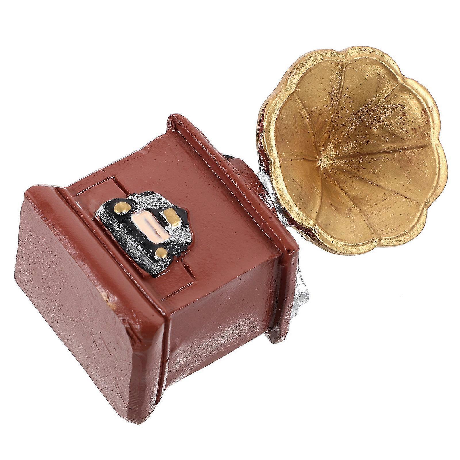 Resin Mini Gramophone Vintage Decoration For Doll House Miniature Scene 9.50X4.50X4.00CM Photography Prop 1Pack