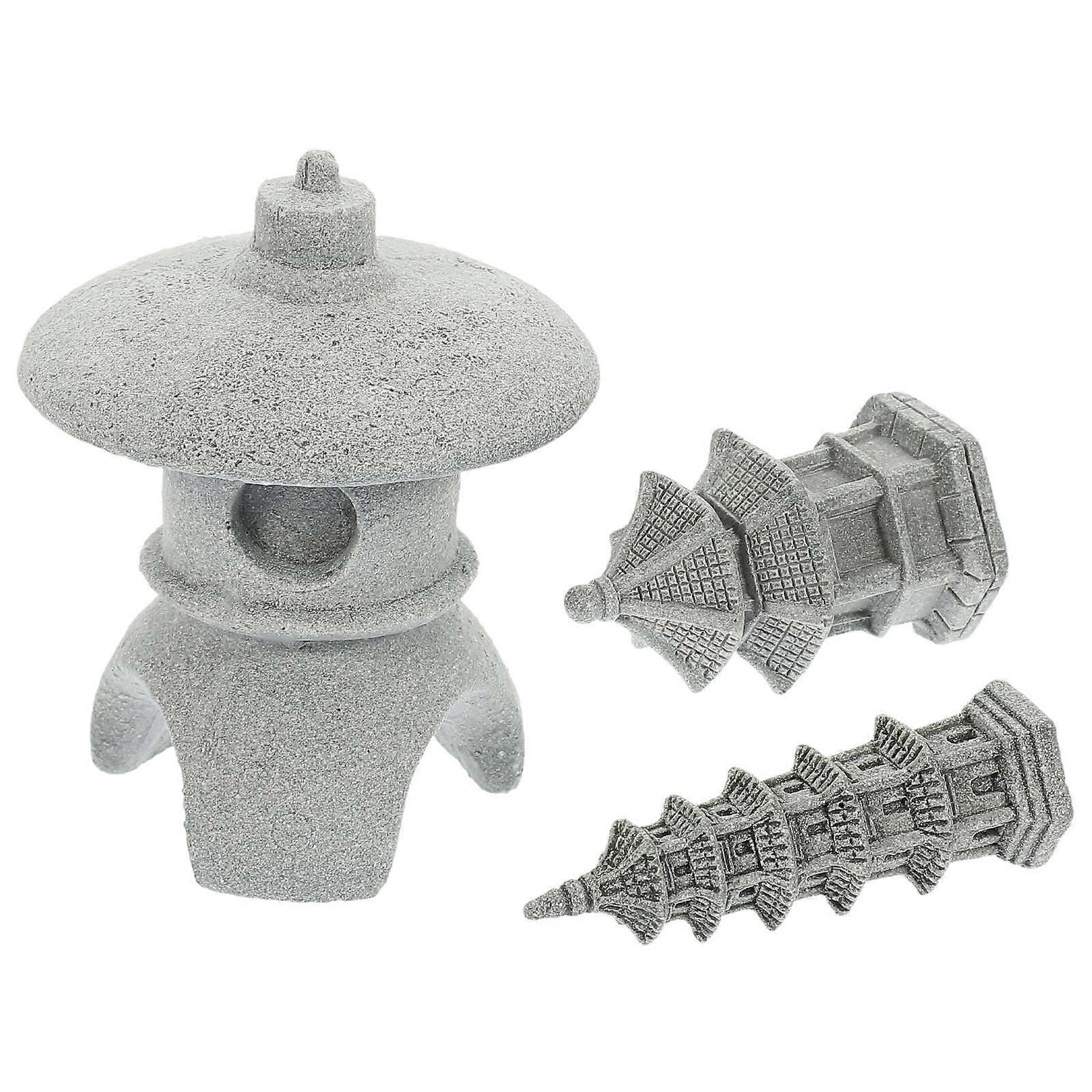 Mini statue de grès de style chinois Zen jardin style utilisation extérieure 2.8X5.5CM Home Decor 3Pcs