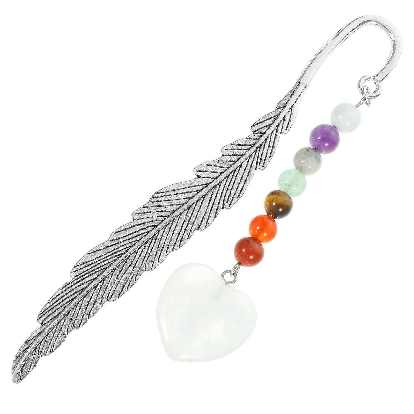 Crystal Pendant Bookmark, Plume Shape Retro Style Decorative Book Lover Accessory, Lightweight Portable Design for Students Teachers Reading