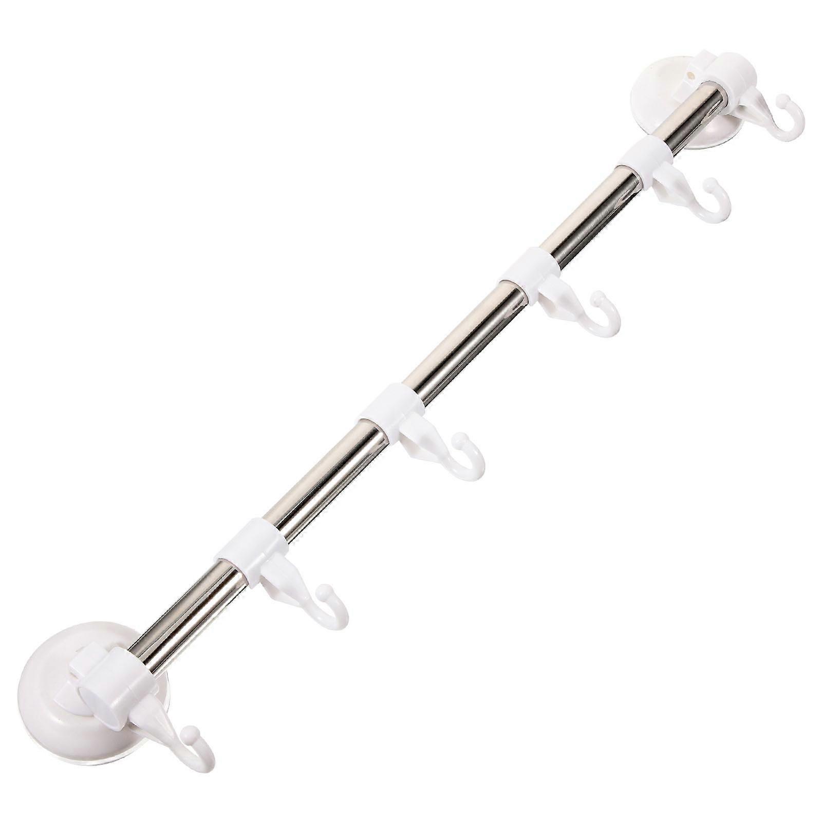 Wall Mount Adjustable Towel Rack with Suction Cups Hooks for Bathroom Kitchen Durable Space Saving Design Easy Installation