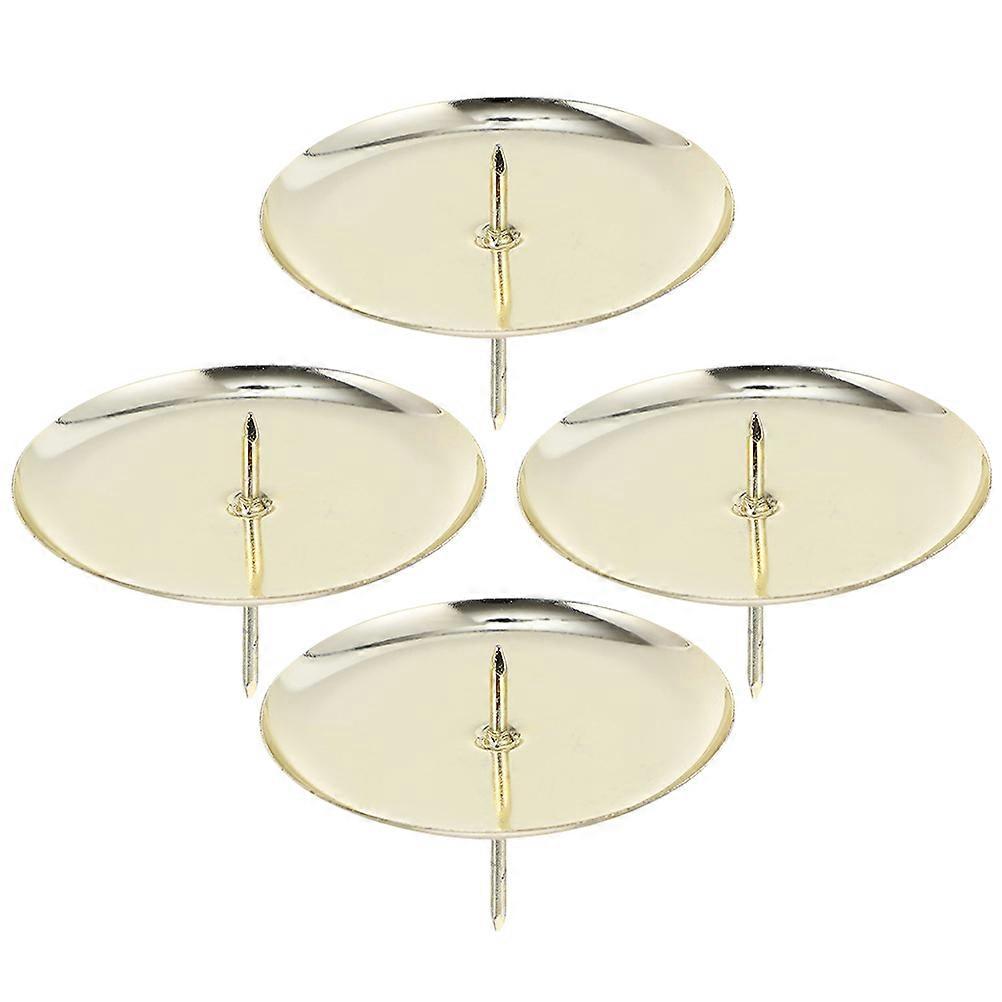 4Pcs Round Iron Craft Candle Holder with Wreath Design and Candle Fixing