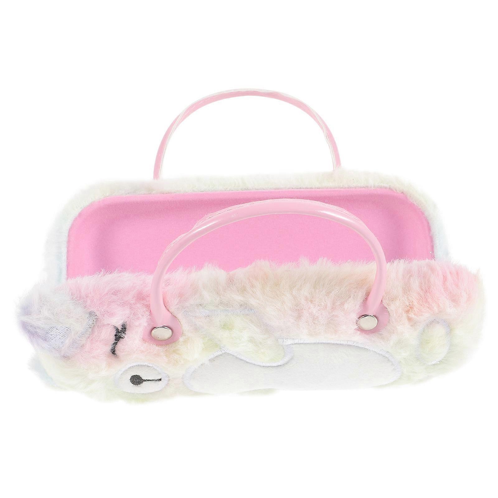 Bear Shape Eyeglasses Organizer Plush Material For Small Items Storage 6.7×4.9×2in 1Pcs