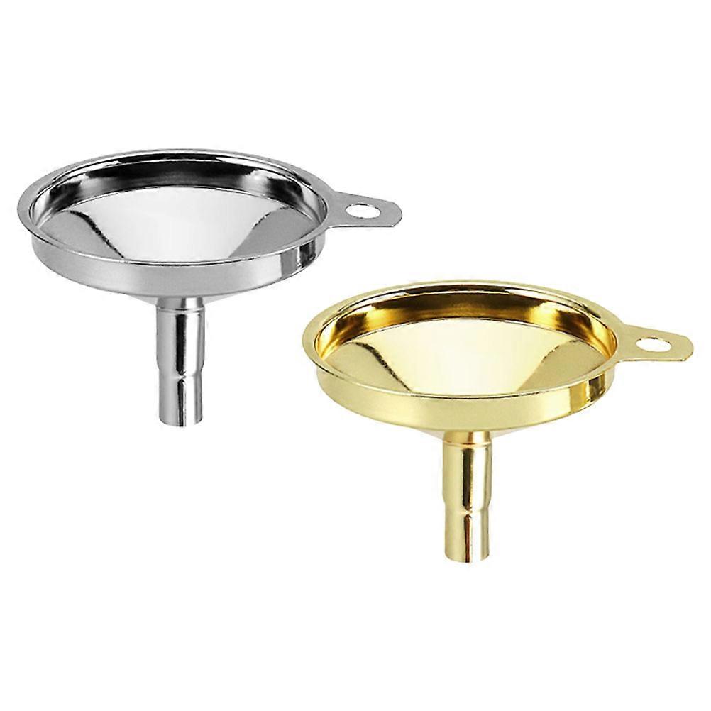Stainless Steel Funnel for Home Use Assorted Color Portable and Wear Resistant 2 Pieces Small Funnel