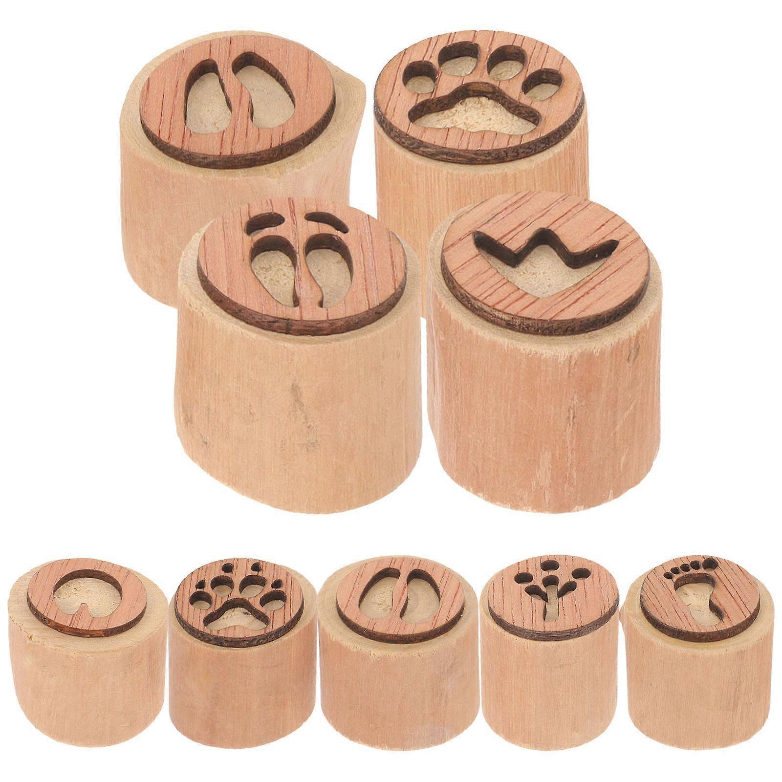 Wooden Footprint Stamps for DIY Crafts with Beautiful Clear Patterns Assorted Color