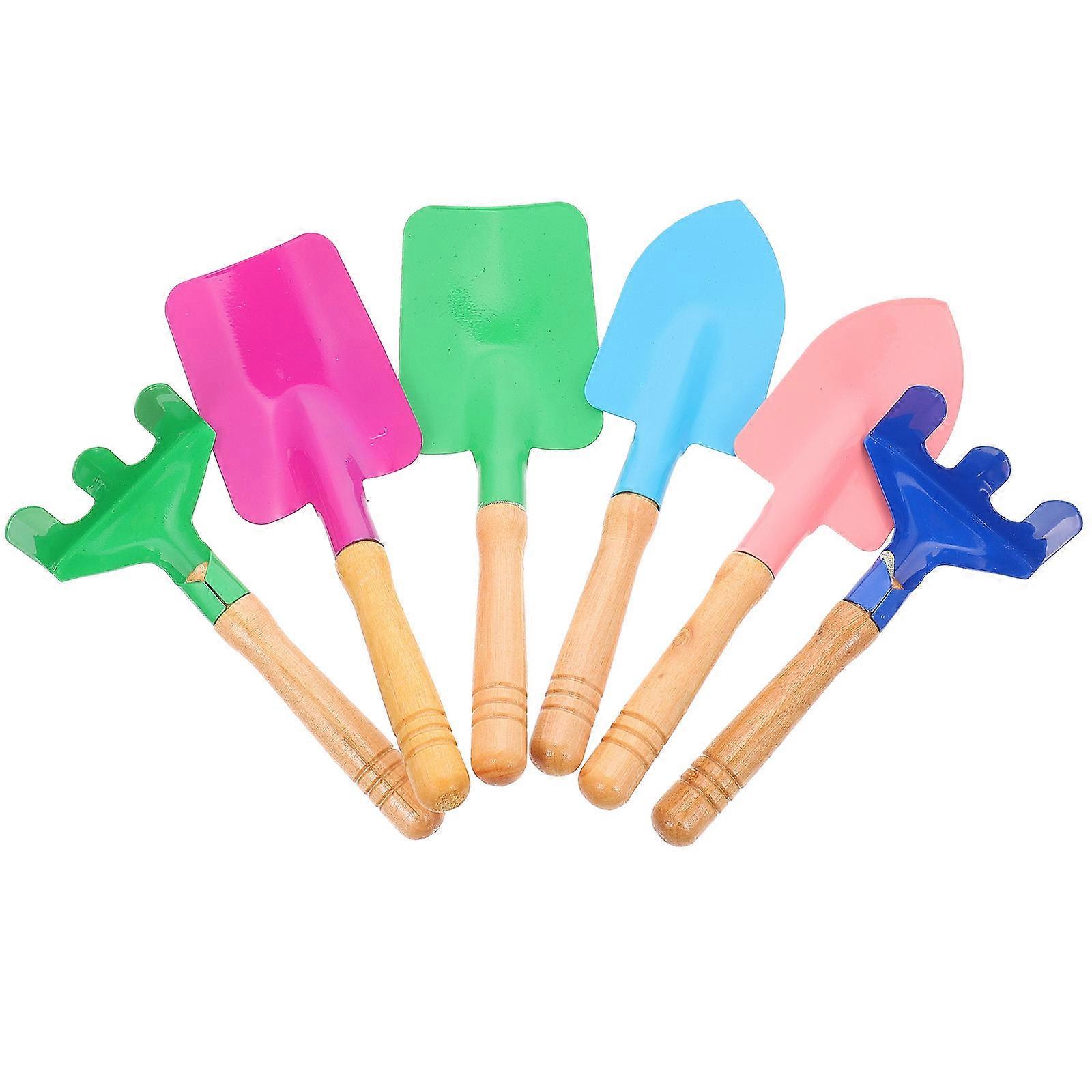 Kids Gardening Set with Iron Tools Including Rake and Trowel Assorted Color and
