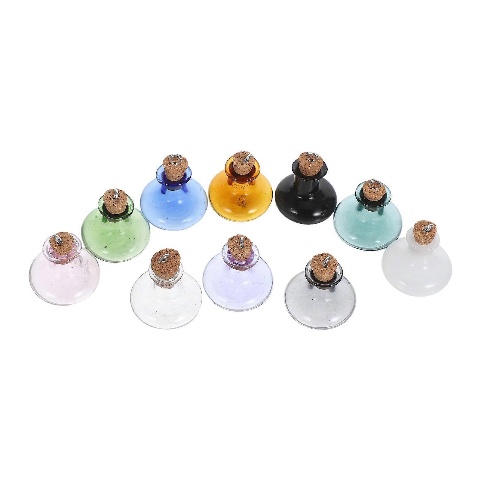 10pcs 3ml Mini Glass Drift Bottles with Cork Stoppers – 10 Assorted Colors Tiny Wishing Jars for DIY Crafts, Wedding, Birthday Party