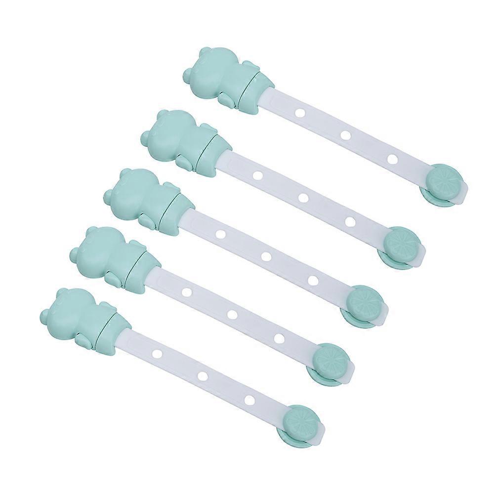 Cabinet Safety Locks for Kids Made of PP+TPE Material Cute Green Design Easy to Install and Securely Hold 5 Pieces