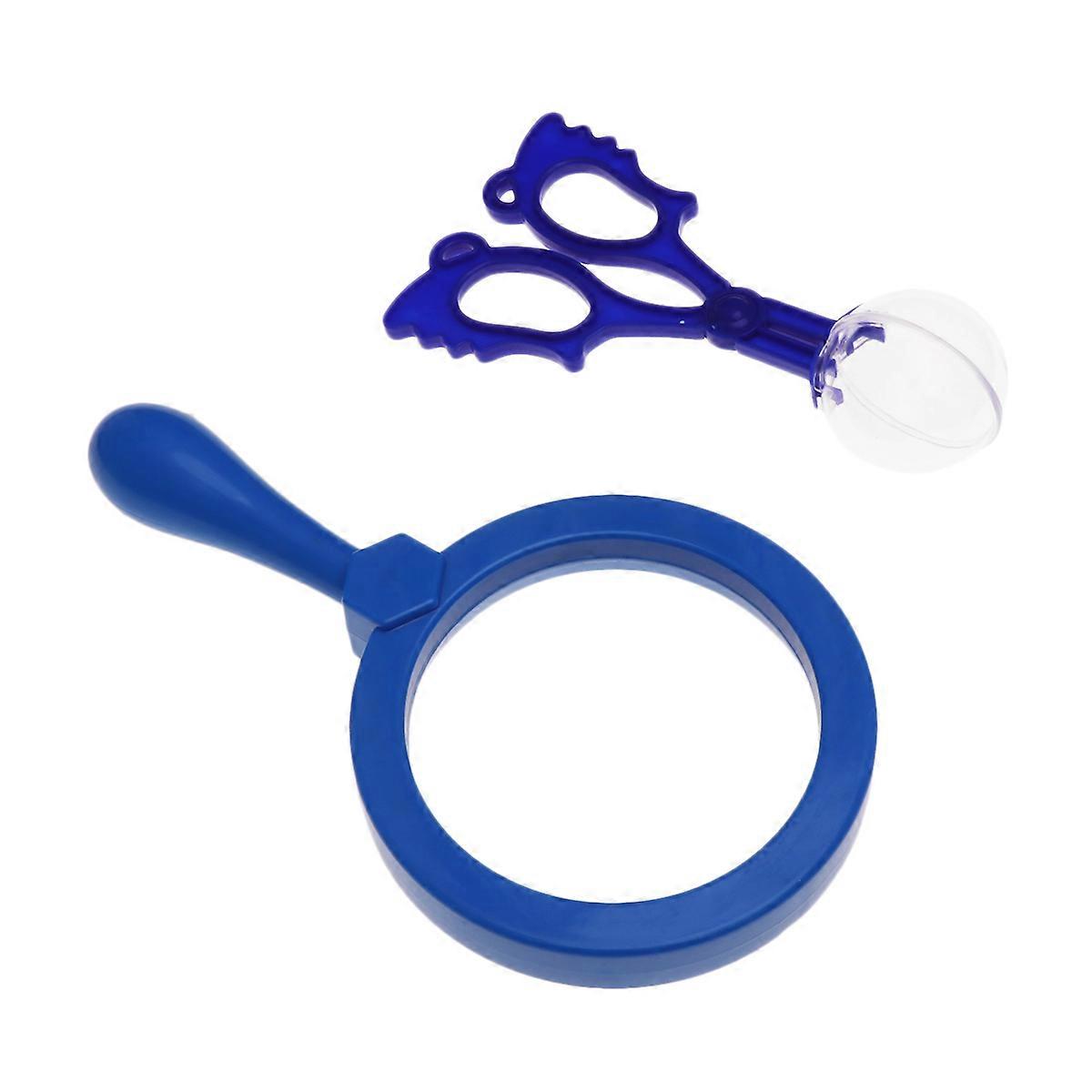 Portable Handheld Magnifier with Clamp for Kids Playing Encourages Observation Skills Blue Acrylic 3x Magnification