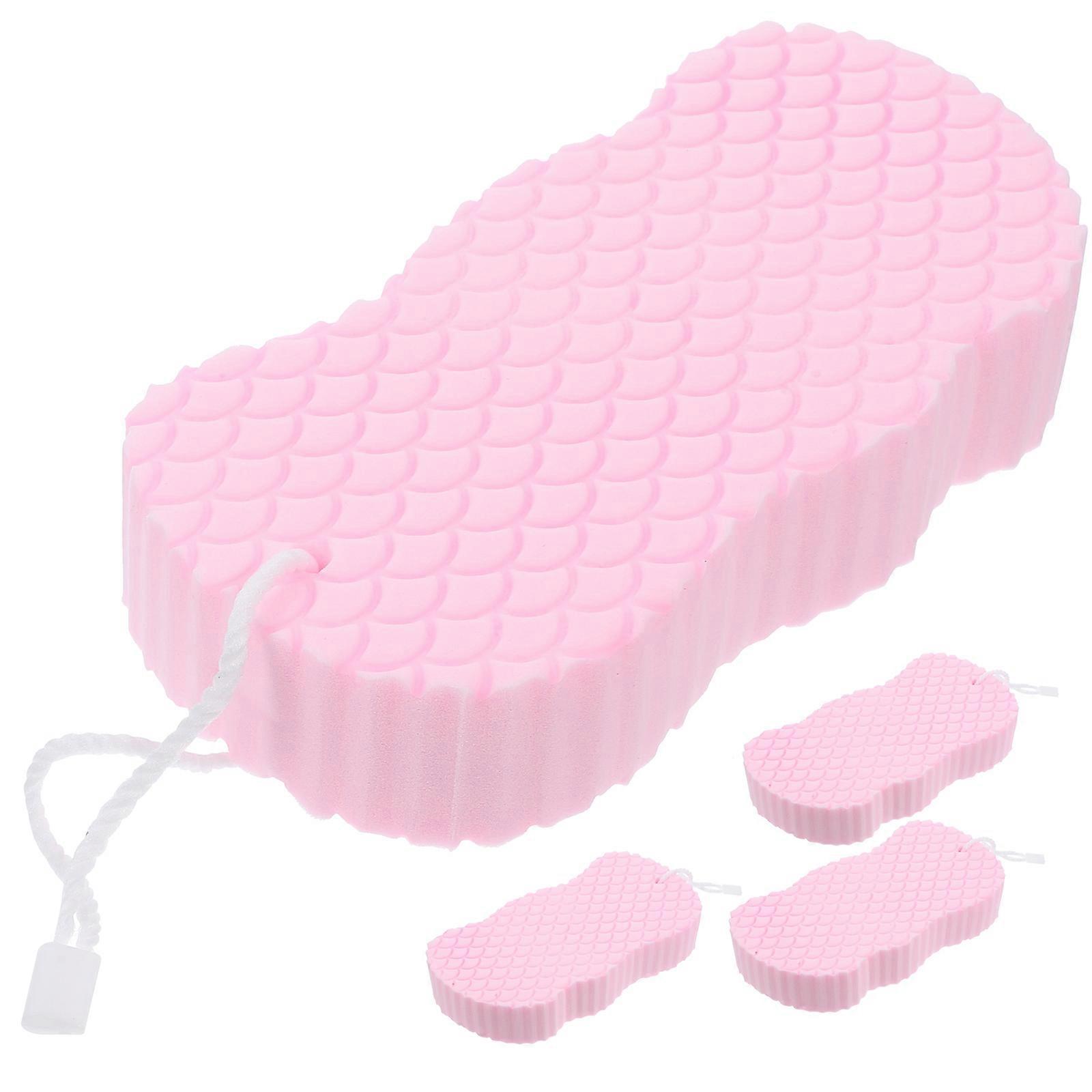 4pcs Skin Friendly Bath Sponges for Gentle Body Scrubbing – Lightweight & Practical Bathing Tools for All Ages