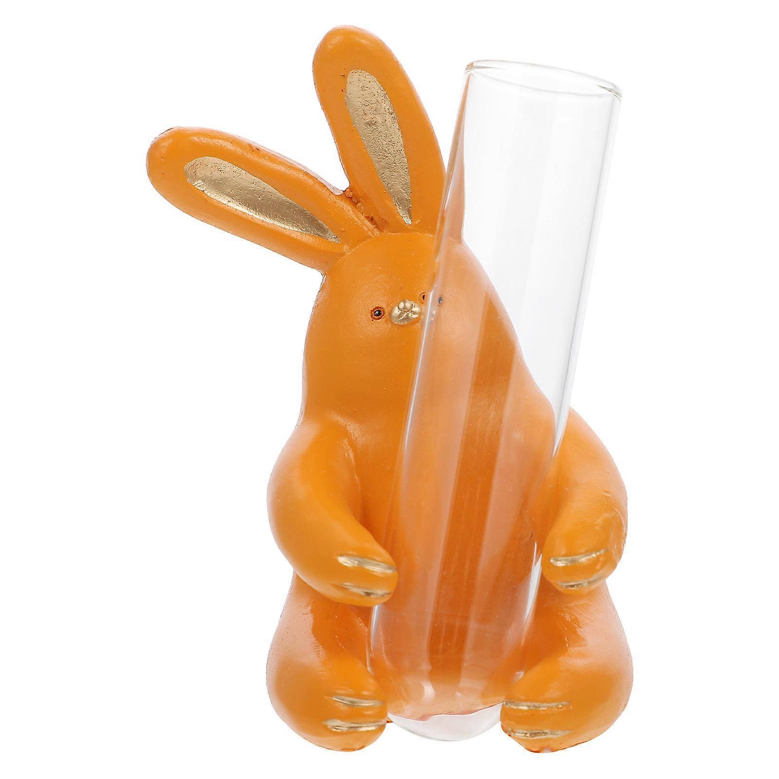 Pretty Flower Vase Decorative Rabbit Arrangement For Colleagues Friends And Classmates In Orange Color For Elegant Decoration 1 Set
