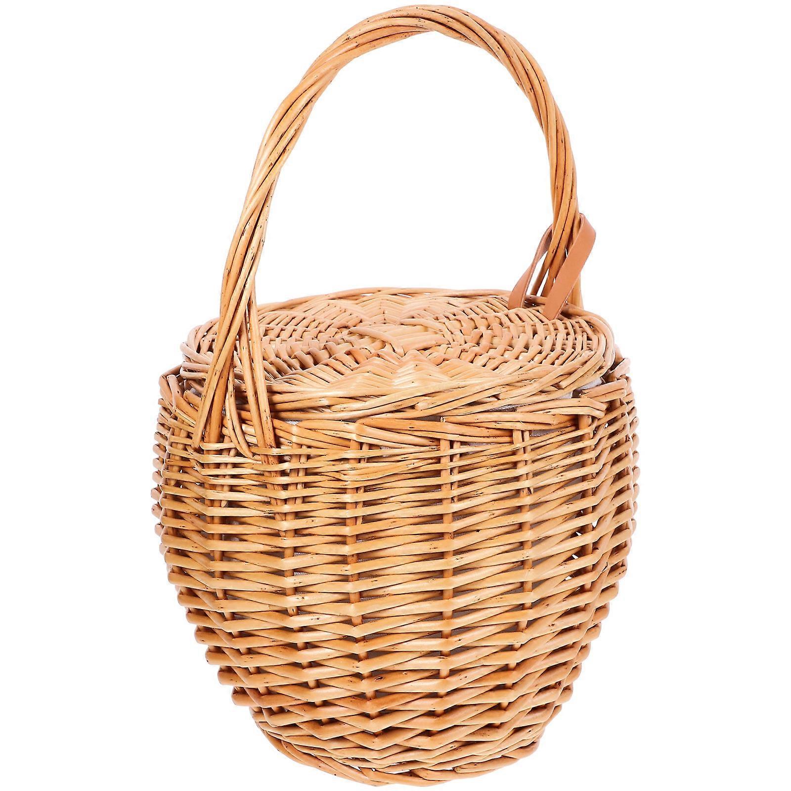 Garden Harvesting Basket Woven Handheld Basket Picnic Storage Container Chocolate 34.00X20.50X23.50CM Storage 1Pack