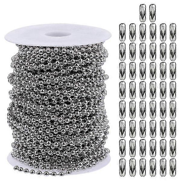 1 Set Ceiling Fan Ball Chain Stainless Steel DIY Necklace Chain with Clasps db Silver