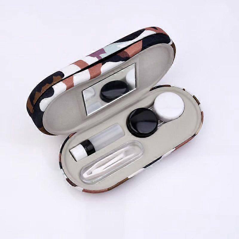 2 in 1 Contact Lens Case and Glasses Case,Double Sided Dual Use Design with Mirror, Tweezer and Contact Lens Solution Bottle,Portable Soak Storage Kit