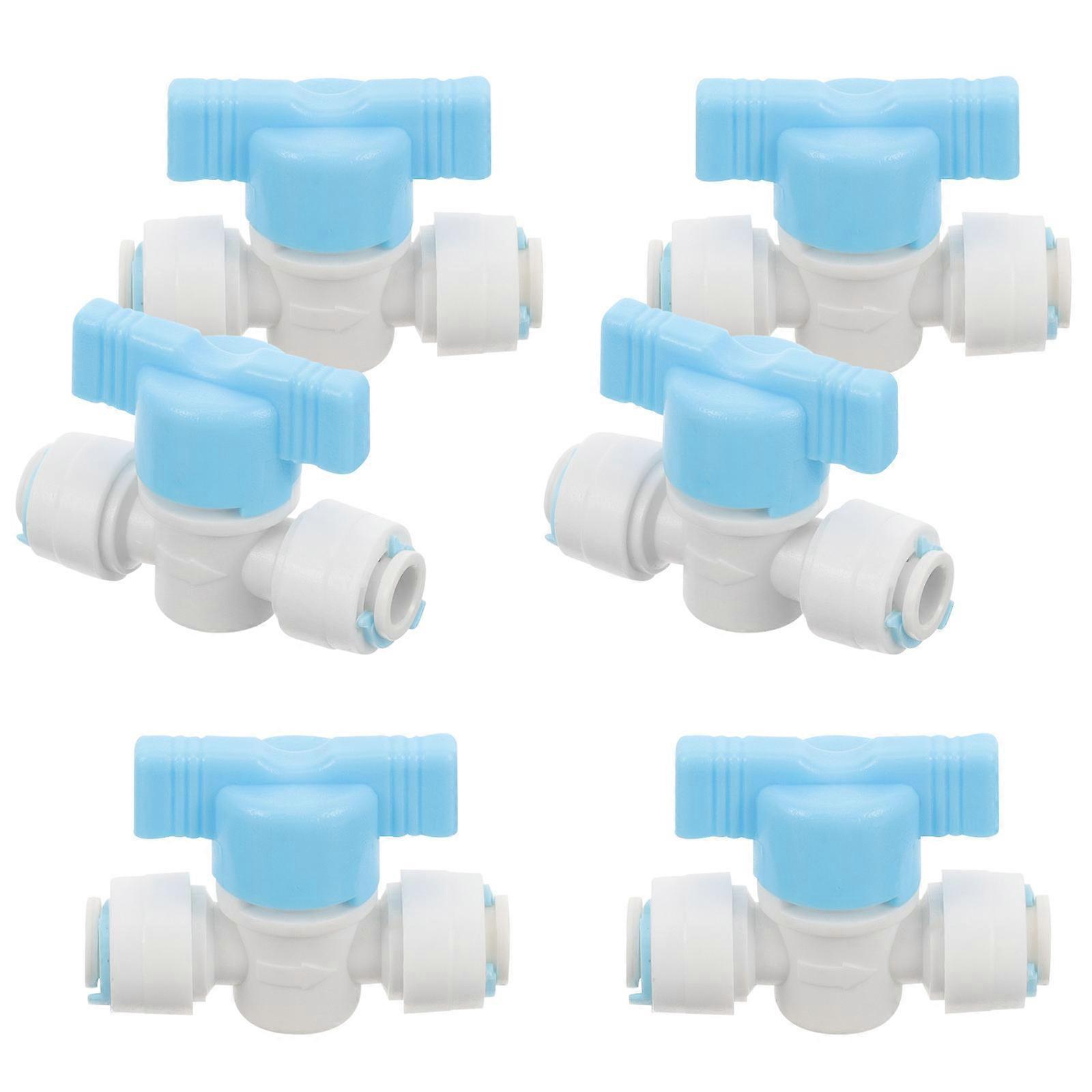 Sky-blue Plastic Water Purifier Shut-off Valve with Quick Connect Design for House Use 1/4 Inch