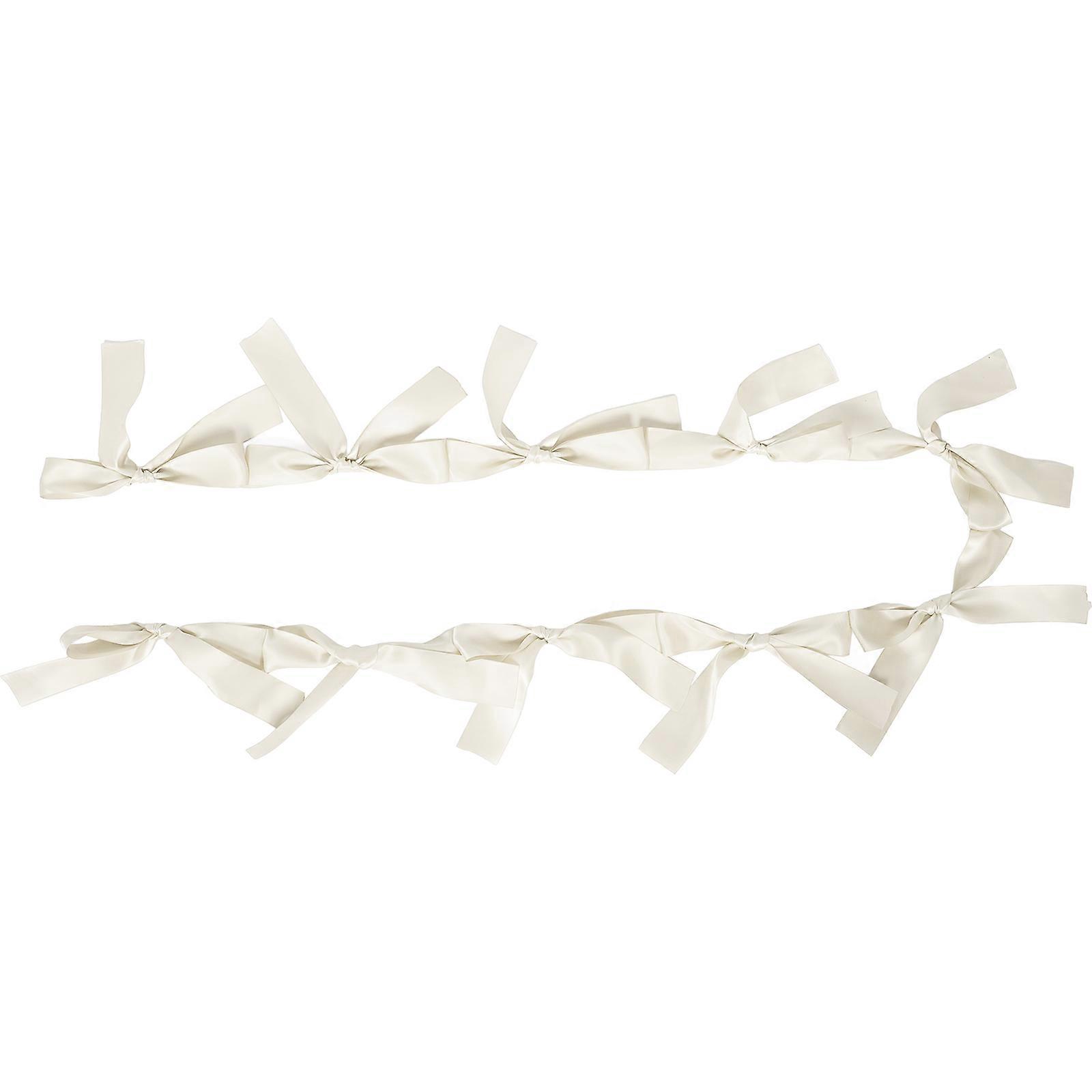 White Woven Fabric Bow Garland Banner for Decorative Party Photo Props Easy to Set .5 Feet