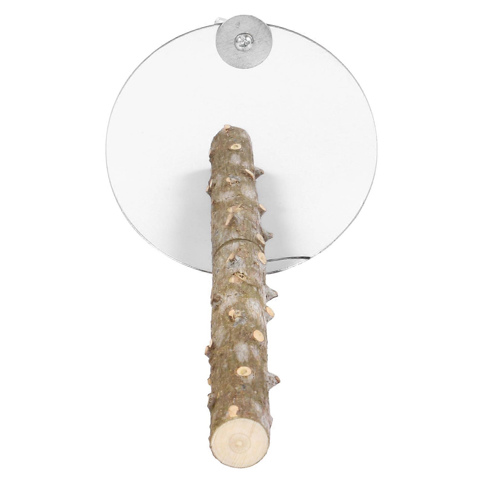 Bird Mirror With Wood Perch For Parrots Durable Acrylic Pet Accessory For Bird Cages