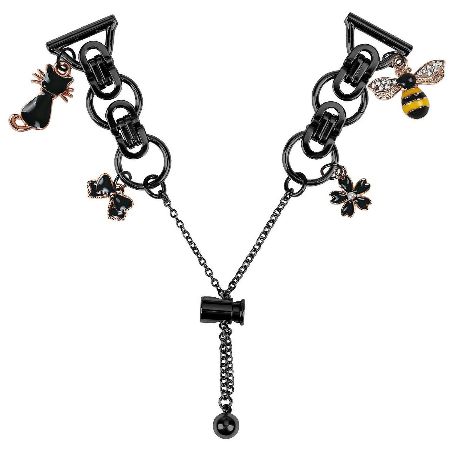 TKdaddy För GarminMove Style / Vivomove Style Elektropläterad Metallegering Band Single Loop Chain Armband Rem Svart